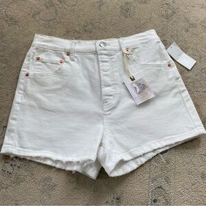 Jessica Simpson Denim Shorts 27 High Waist White Jean 99% Cotton Button Fly